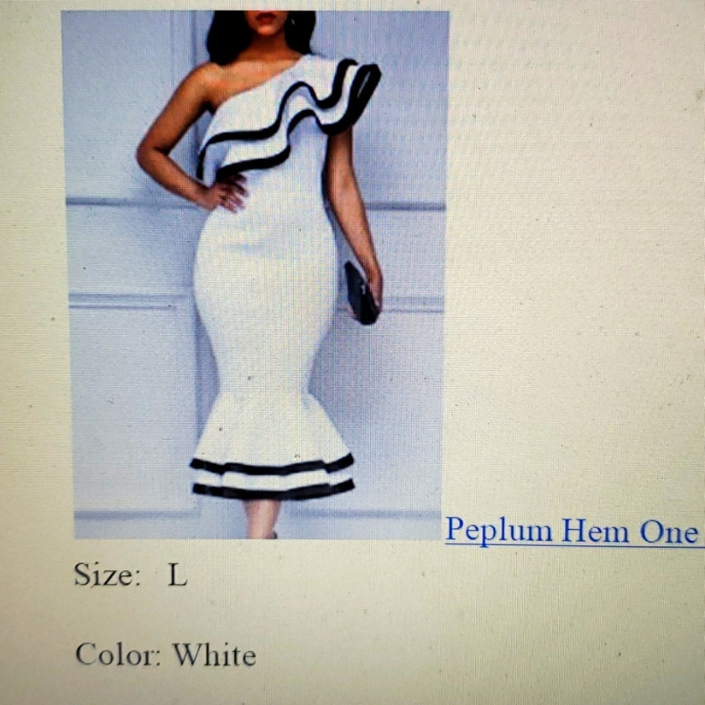 Peplum double-hem one-shouldered dress, NWOT